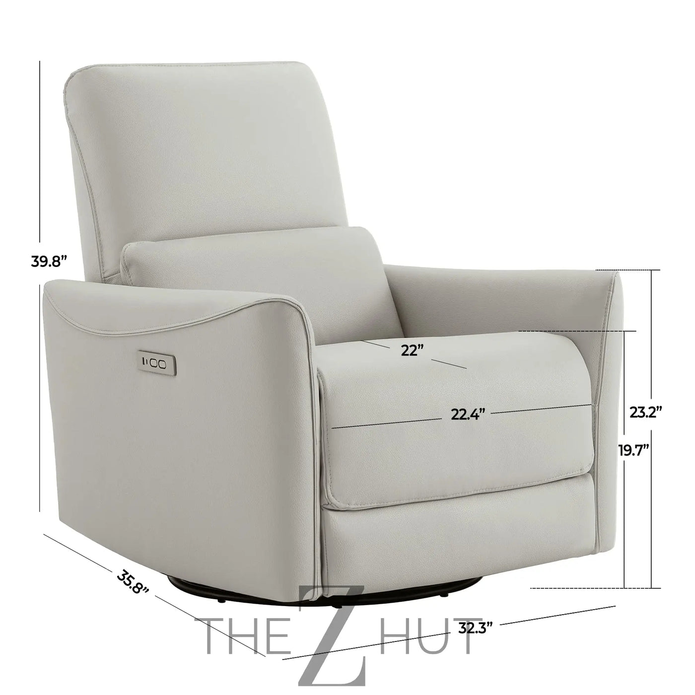 CHITA Power Recliner Chair Swivel Glider, FSC Certified Upholstered Faux Leather Living Room Nursery Reclining Sofa Chair with Lumbar Support, Cognac Brown THE Z HUT