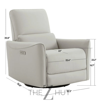 CHITA Power Recliner Chair Swivel Glider, FSC Certified Upholstered Faux Leather Living Room Nursery Reclining Sofa Chair with Lumbar Support, Cognac Brown THE Z HUT
