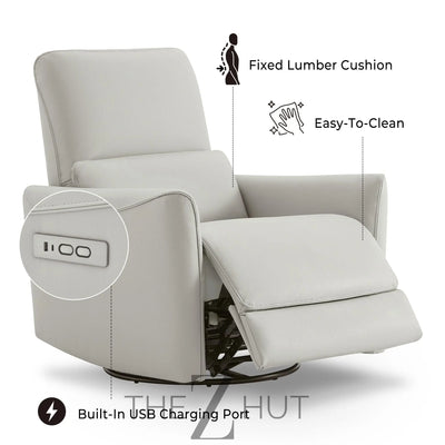 CHITA Power Recliner Chair Swivel Glider, FSC Certified Upholstered Faux Leather Living Room Nursery Reclining Sofa Chair with Lumbar Support, Cognac Brown THE Z HUT