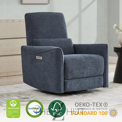 CHITA Power Recliner Chair Swivel Glider, FSC Certified Upholstered Faux Leather Living Room Nursery Reclining Sofa Chair with Lumbar Support, Cognac Brown THE Z HUT