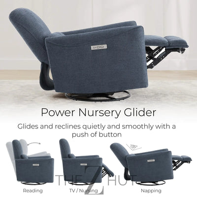 CHITA Power Recliner Chair Swivel Glider, FSC Certified Upholstered Faux Leather Living Room Nursery Reclining Sofa Chair with Lumbar Support, Cognac Brown THE Z HUT