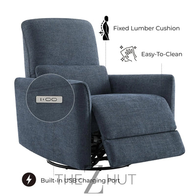 CHITA Power Recliner Chair Swivel Glider, FSC Certified Upholstered Faux Leather Living Room Nursery Reclining Sofa Chair with Lumbar Support, Cognac Brown THE Z HUT