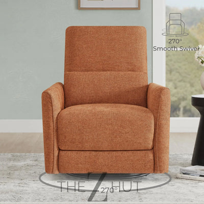 CHITA Power Recliner Chair Swivel Glider, FSC Certified Upholstered Faux Leather Living Room Nursery Reclining Sofa Chair with Lumbar Support, Cognac Brown THE Z HUT