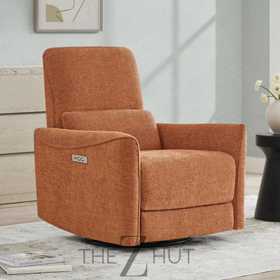 CHITA Power Recliner Chair Swivel Glider, FSC Certified Upholstered Faux Leather Living Room Nursery Reclining Sofa Chair with Lumbar Support, Cognac Brown THE Z HUT