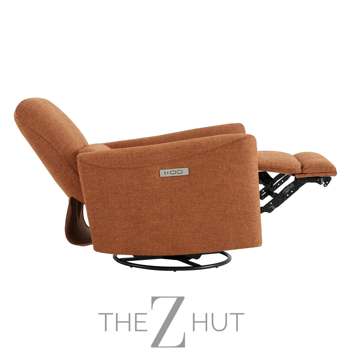 CHITA Power Recliner Chair Swivel Glider, FSC Certified Upholstered Faux Leather Living Room Nursery Reclining Sofa Chair with Lumbar Support, Cognac Brown THE Z HUT