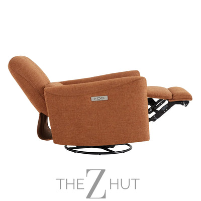 CHITA Power Recliner Chair Swivel Glider, FSC Certified Upholstered Faux Leather Living Room Nursery Reclining Sofa Chair with Lumbar Support, Cognac Brown THE Z HUT