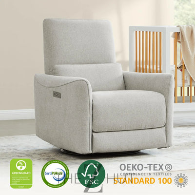 CHITA Power Recliner Chair Swivel Glider, FSC Certified Upholstered Faux Leather Living Room Nursery Reclining Sofa Chair with Lumbar Support, Cognac Brown THE Z HUT