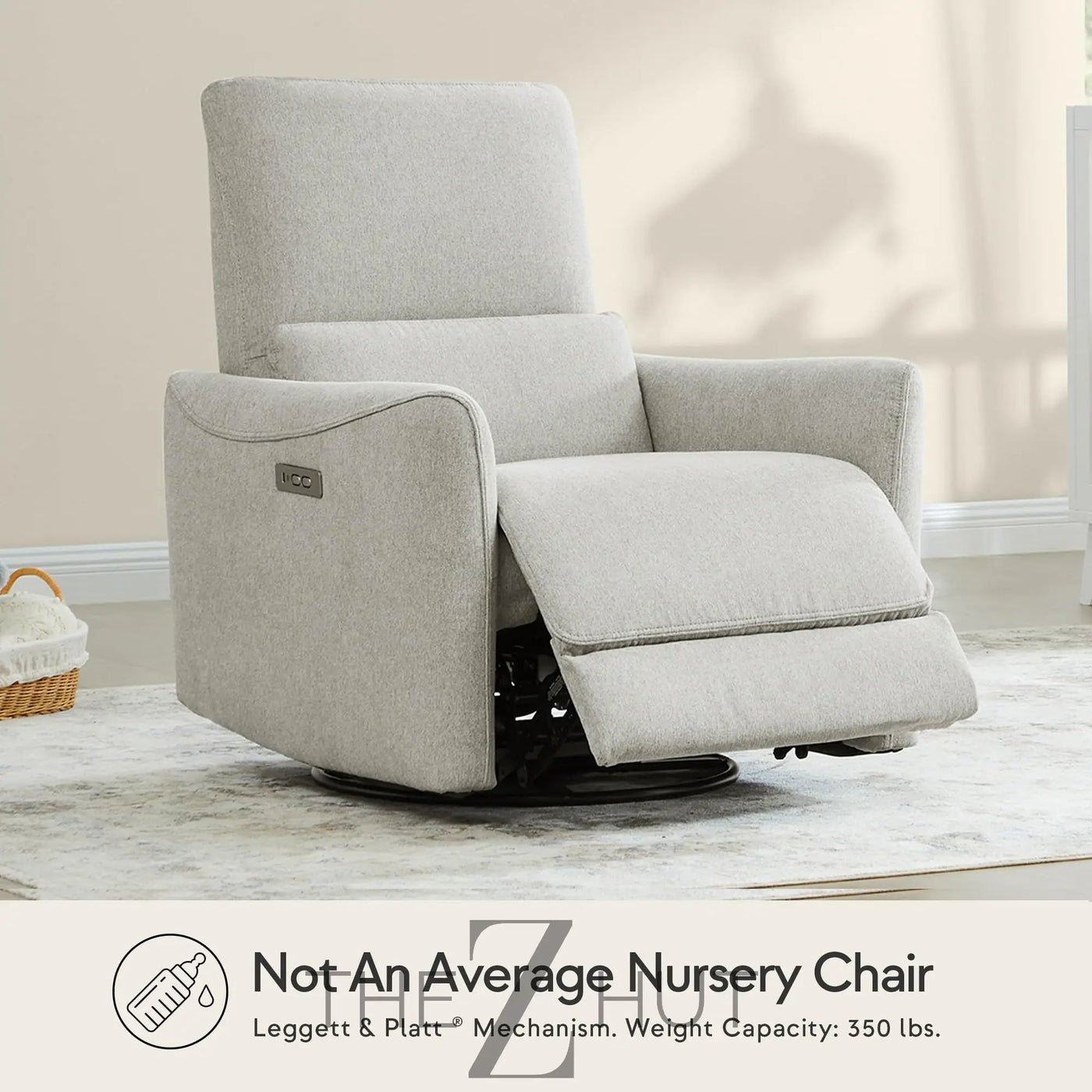 CHITA Power Recliner Chair Swivel Glider, FSC Certified Upholstered Faux Leather Living Room Nursery Reclining Sofa Chair with Lumbar Support, Cognac Brown THE Z HUT