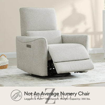 CHITA Power Recliner Chair Swivel Glider, FSC Certified Upholstered Faux Leather Living Room Nursery Reclining Sofa Chair with Lumbar Support, Cognac Brown THE Z HUT