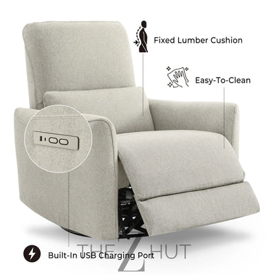 CHITA Power Recliner Chair Swivel Glider, FSC Certified Upholstered Faux Leather Living Room Nursery Reclining Sofa Chair with Lumbar Support, Cognac Brown THE Z HUT