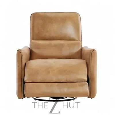 CHITA Power Recliner Chair Swivel Glider, FSC Certified Upholstered Faux Leather Living Room Nursery Reclining Sofa Chair with Lumbar Support, Cognac Brown THE Z HUT