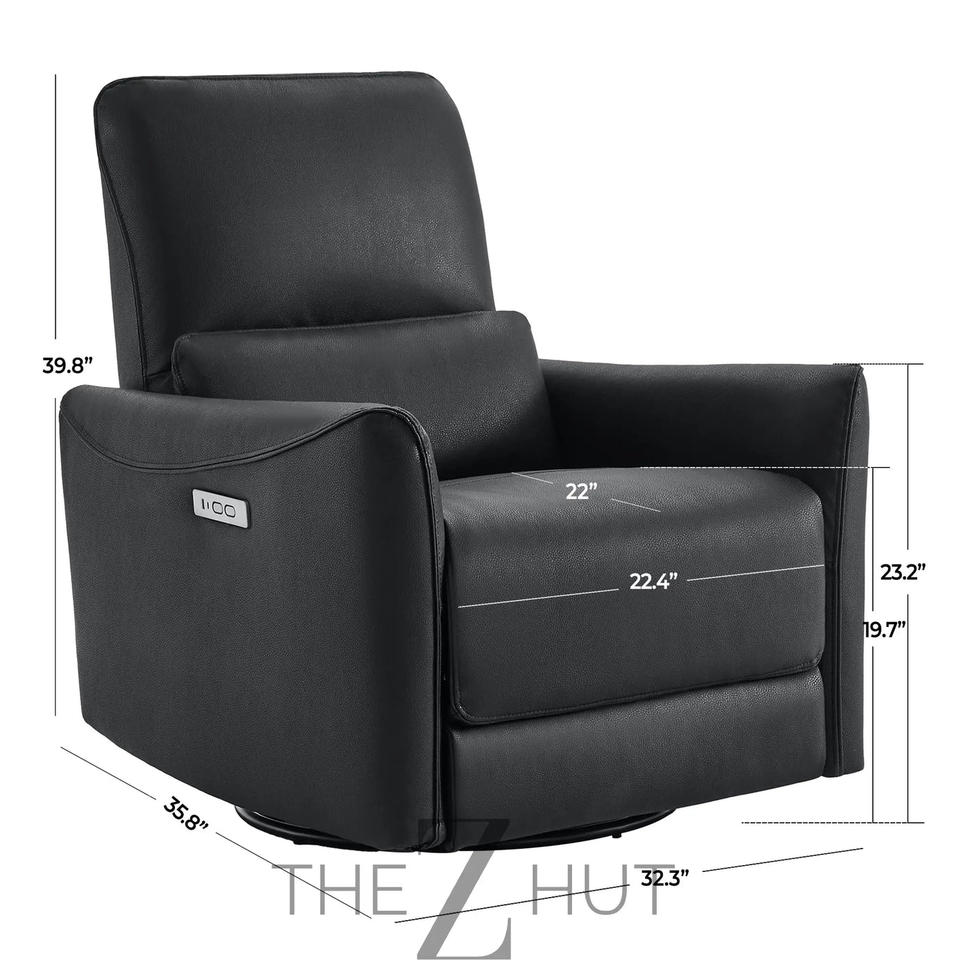 CHITA Power Recliner Chair Swivel Glider, FSC Certified Upholstered Faux Leather Living Room Nursery Reclining Sofa Chair with Lumbar Support, Cognac Brown THE Z HUT