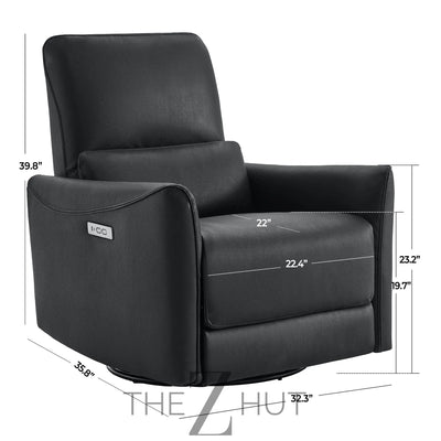 CHITA Power Recliner Chair Swivel Glider, FSC Certified Upholstered Faux Leather Living Room Nursery Reclining Sofa Chair with Lumbar Support, Cognac Brown THE Z HUT
