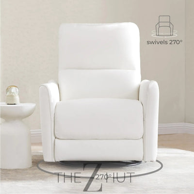CHITA Power Recliner Chair Swivel Glider, FSC Certified Upholstered Faux Leather Living Room Nursery Reclining Sofa Chair with Lumbar Support, Cognac Brown THE Z HUT