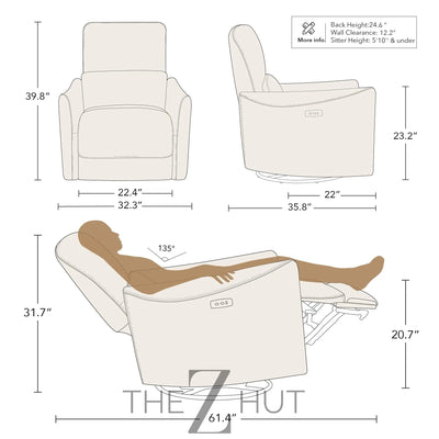 CHITA Power Recliner Chair Swivel Glider, FSC Certified Upholstered Faux Leather Living Room Nursery Reclining Sofa Chair with Lumbar Support, Cognac Brown THE Z HUT