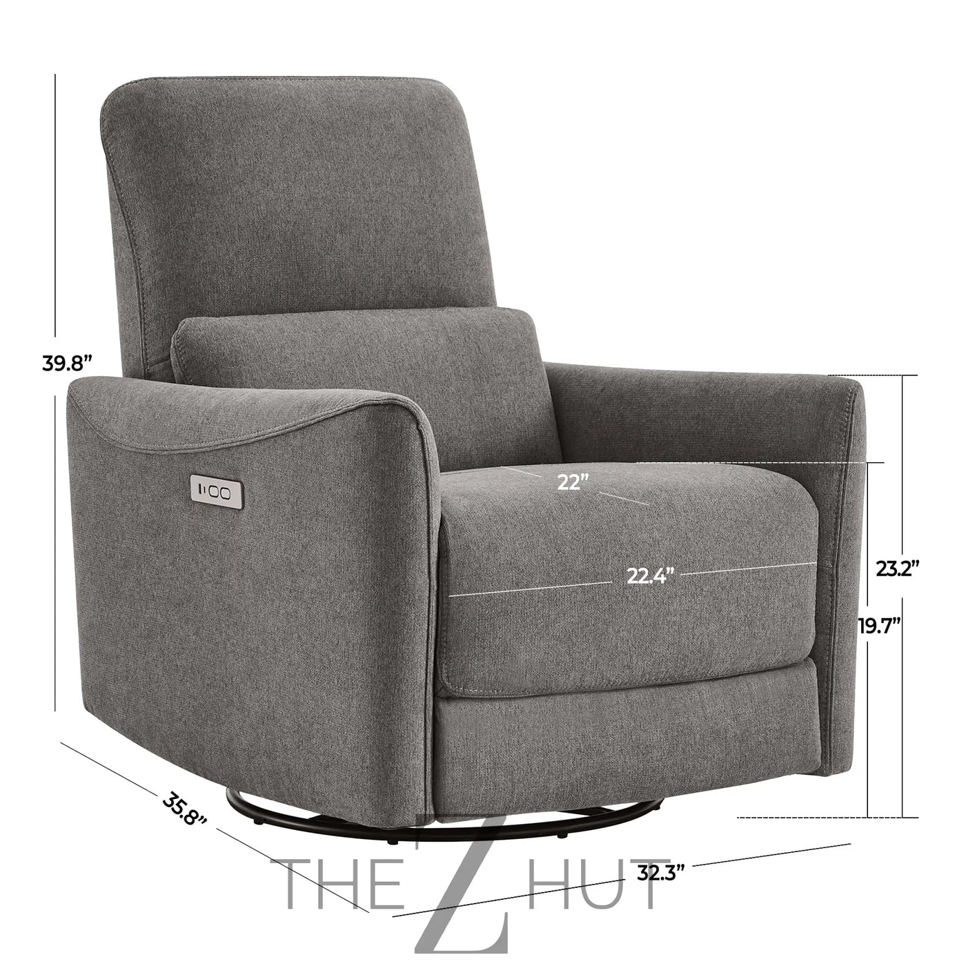 CHITA Power Recliner Chair Swivel Glider, FSC Certified Upholstered Faux Leather Living Room Nursery Reclining Sofa Chair with Lumbar Support, Cognac Brown THE Z HUT