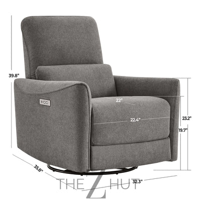 CHITA Power Recliner Chair Swivel Glider, FSC Certified Upholstered Faux Leather Living Room Nursery Reclining Sofa Chair with Lumbar Support, Cognac Brown THE Z HUT