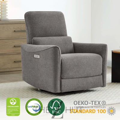 CHITA Power Recliner Chair Swivel Glider, FSC Certified Upholstered Faux Leather Living Room Nursery Reclining Sofa Chair with Lumbar Support, Cognac Brown THE Z HUT