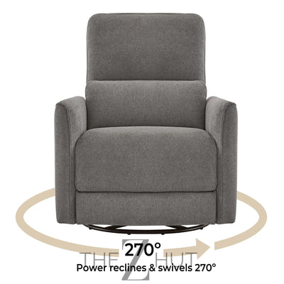 CHITA Power Recliner Chair Swivel Glider, FSC Certified Upholstered Faux Leather Living Room Nursery Reclining Sofa Chair with Lumbar Support, Cognac Brown THE Z HUT
