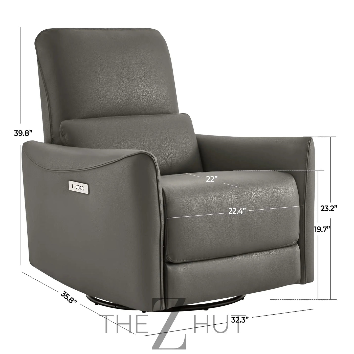 CHITA Power Recliner Chair Swivel Glider, FSC Certified Upholstered Faux Leather Living Room Nursery Reclining Sofa Chair with Lumbar Support, Cognac Brown THE Z HUT