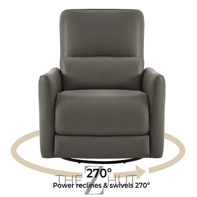 CHITA Power Recliner Chair Swivel Glider, FSC Certified Upholstered Faux Leather Living Room Nursery Reclining Sofa Chair with Lumbar Support, Cognac Brown THE Z HUT