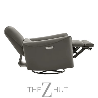 CHITA Power Recliner Chair Swivel Glider, FSC Certified Upholstered Faux Leather Living Room Nursery Reclining Sofa Chair with Lumbar Support, Cognac Brown THE Z HUT