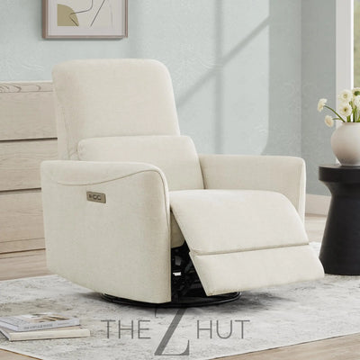 CHITA Power Recliner Chair Swivel Glider, FSC Certified Upholstered Faux Leather Living Room Nursery Reclining Sofa Chair with Lumbar Support, Cognac Brown THE Z HUT