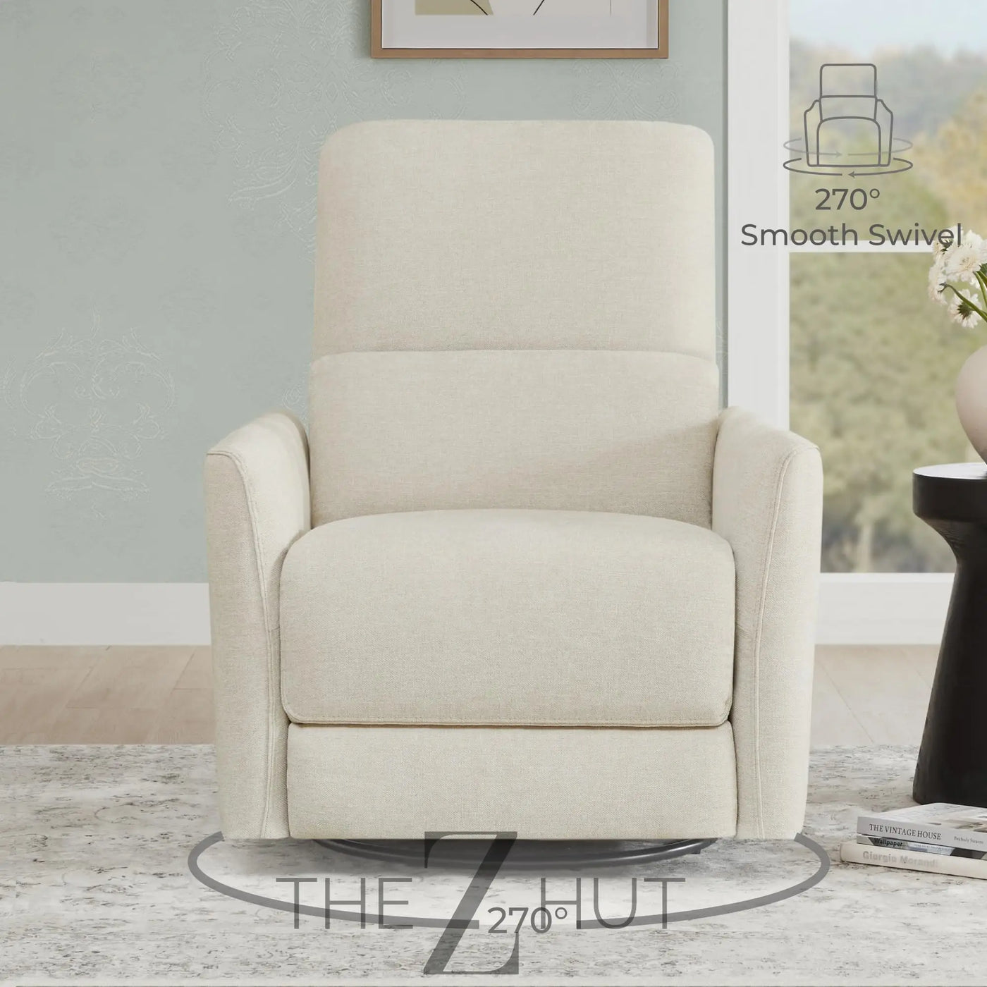 CHITA Power Recliner Chair Swivel Glider, FSC Certified Upholstered Faux Leather Living Room Nursery Reclining Sofa Chair with Lumbar Support, Cognac Brown THE Z HUT