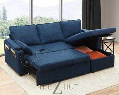 DURASPACE Sofa Bed Sleeper Pull Out 2 in 1 Sectional Sleeper Sofa Couches with Storage,USB, Cup Holder,Pullout Sectional Couches for Apartment Living Room (Dark Gray) THE Z HUT