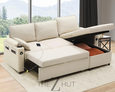 DURASPACE Sofa Bed Sleeper Pull Out 2 in 1 Sectional Sleeper Sofa Couches with Storage,USB, Cup Holder,Pullout Sectional Couches for Apartment Living Room (Dark Gray) THE Z HUT