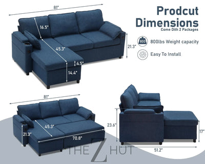 DURASPACE Sofa Bed Sleeper Pull Out 2 in 1 Sectional Sleeper Sofa Couches with Storage,USB, Cup Holder,Pullout Sectional Couches for Apartment Living Room (Dark Gray) THE Z HUT