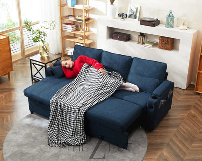 DURASPACE Sofa Bed Sleeper Pull Out 2 in 1 Sectional Sleeper Sofa Couches with Storage,USB, Cup Holder,Pullout Sectional Couches for Apartment Living Room (Dark Gray) THE Z HUT