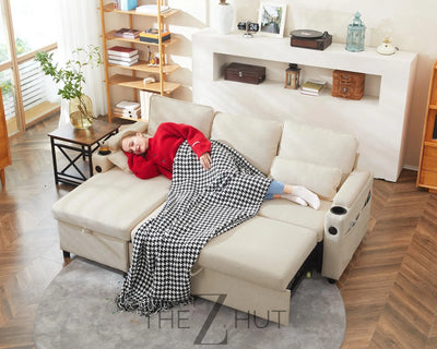 DURASPACE Sofa Bed Sleeper Pull Out 2 in 1 Sectional Sleeper Sofa Couches with Storage,USB, Cup Holder,Pullout Sectional Couches for Apartment Living Room (Dark Gray) THE Z HUT