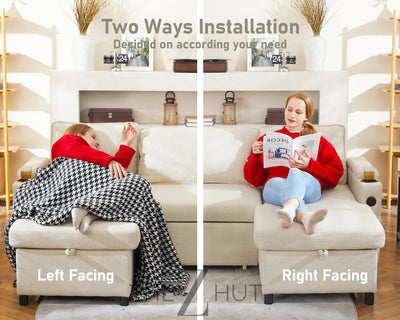 DURASPACE Sofa Bed Sleeper Pull Out 2 in 1 Sectional Sleeper Sofa Couches with Storage,USB, Cup Holder,Pullout Sectional Couches for Apartment Living Room (Dark Gray) THE Z HUT