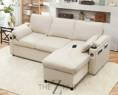 DURASPACE Sofa Bed Sleeper Pull Out 2 in 1 Sectional Sleeper Sofa Couches with Storage,USB, Cup Holder,Pullout Sectional Couches for Apartment Living Room (Dark Gray) THE Z HUT