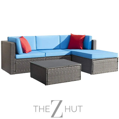 Devoko 5 Pieces Patio Furniture Sets All Weather Outdoor Sectional Patio Sofa Manual Weaving Wicker Rattan Patio Seating Sofas with Cushion and Glass Table(Beige) THE Z HUT
