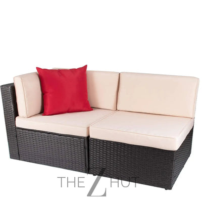 Devoko 5 Pieces Patio Furniture Sets All Weather Outdoor Sectional Patio Sofa Manual Weaving Wicker Rattan Patio Seating Sofas with Cushion and Glass Table(Beige) THE Z HUT