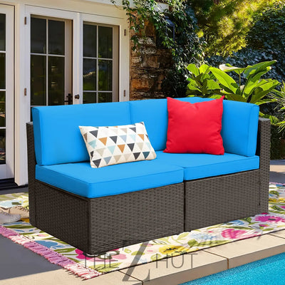 Devoko 5 Pieces Patio Furniture Sets All Weather Outdoor Sectional Patio Sofa Manual Weaving Wicker Rattan Patio Seating Sofas with Cushion and Glass Table(Beige) THE Z HUT