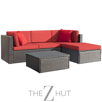 Devoko 5 Pieces Patio Furniture Sets All Weather Outdoor Sectional Patio Sofa Manual Weaving Wicker Rattan Patio Seating Sofas with Cushion and Glass Table(Beige) THE Z HUT