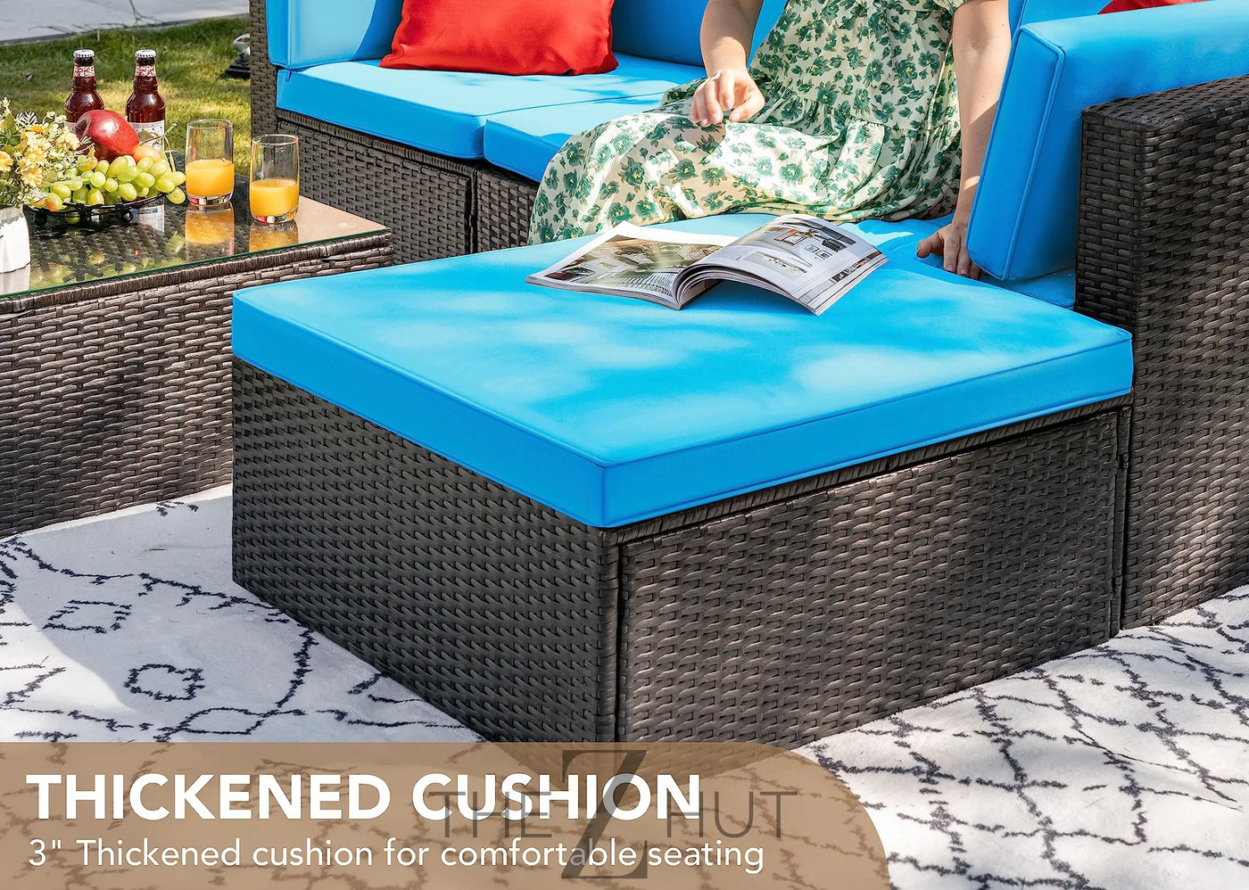Devoko 5 Pieces Patio Furniture Sets All Weather Outdoor Sectional Patio Sofa Manual Weaving Wicker Rattan Patio Seating Sofas with Cushion and Glass Table(Beige) THE Z HUT