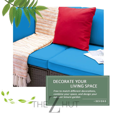 Devoko 5 Pieces Patio Furniture Sets All Weather Outdoor Sectional Patio Sofa Manual Weaving Wicker Rattan Patio Seating Sofas with Cushion and Glass Table(Beige) THE Z HUT