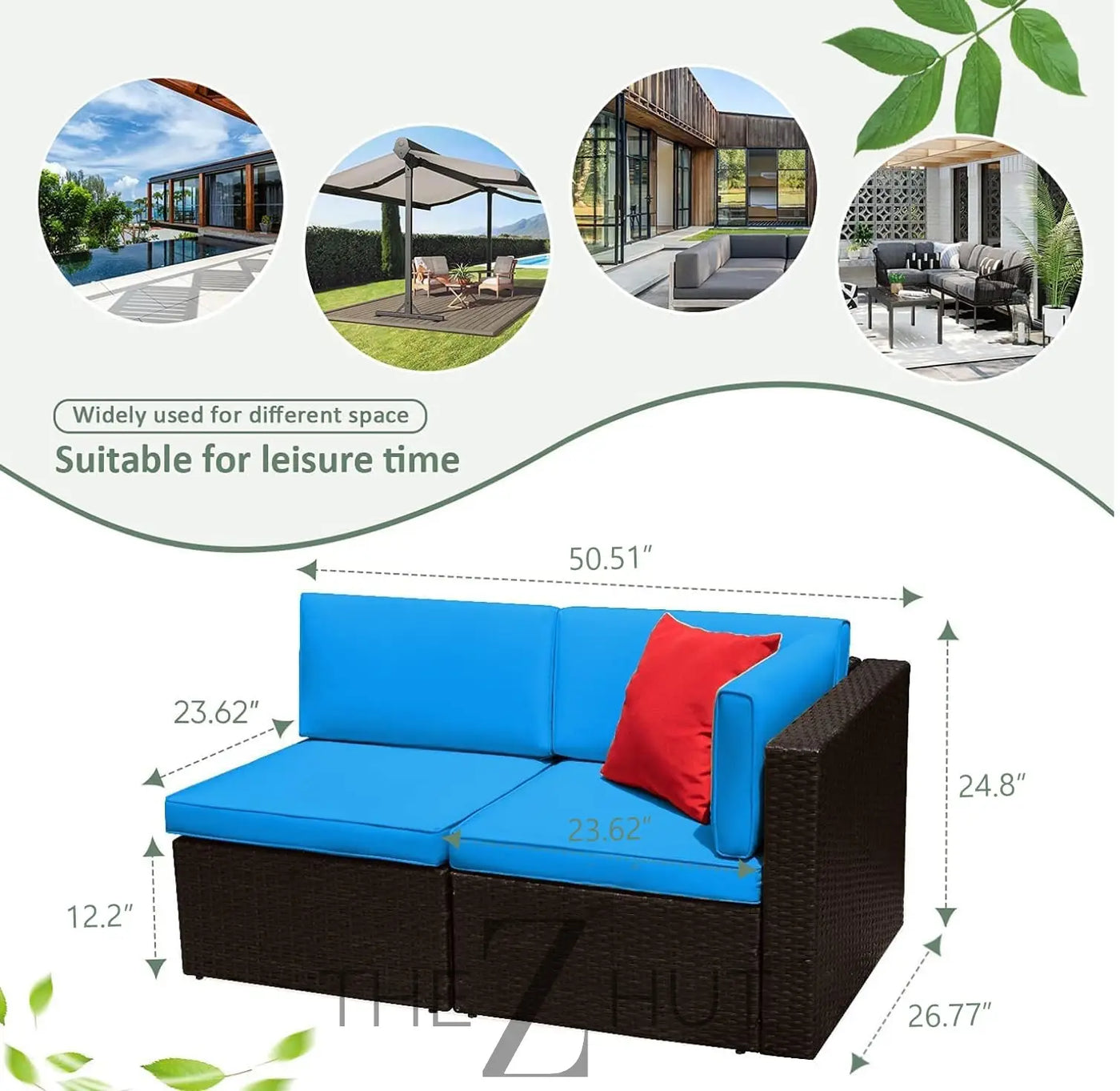 Devoko 5 Pieces Patio Furniture Sets All Weather Outdoor Sectional Patio Sofa Manual Weaving Wicker Rattan Patio Seating Sofas with Cushion and Glass Table(Beige) THE Z HUT
