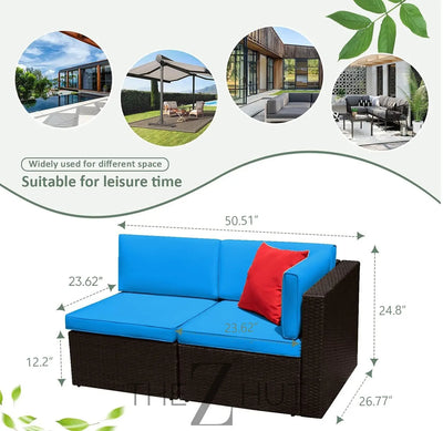 Devoko 5 Pieces Patio Furniture Sets All Weather Outdoor Sectional Patio Sofa Manual Weaving Wicker Rattan Patio Seating Sofas with Cushion and Glass Table(Beige) THE Z HUT
