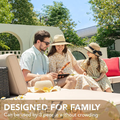 Devoko 5 Pieces Patio Furniture Sets All Weather Outdoor Sectional Patio Sofa Manual Weaving Wicker Rattan Patio Seating Sofas with Cushion and Glass Table(Beige) THE Z HUT
