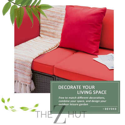 Devoko 5 Pieces Patio Furniture Sets All Weather Outdoor Sectional Patio Sofa Manual Weaving Wicker Rattan Patio Seating Sofas with Cushion and Glass Table(Beige) THE Z HUT