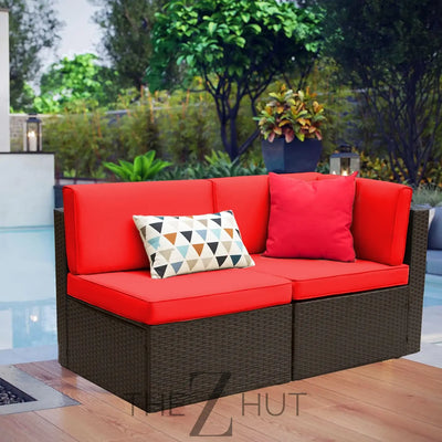 Devoko 5 Pieces Patio Furniture Sets All Weather Outdoor Sectional Patio Sofa Manual Weaving Wicker Rattan Patio Seating Sofas with Cushion and Glass Table(Beige) THE Z HUT