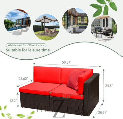 Devoko 5 Pieces Patio Furniture Sets All Weather Outdoor Sectional Patio Sofa Manual Weaving Wicker Rattan Patio Seating Sofas with Cushion and Glass Table(Beige) THE Z HUT