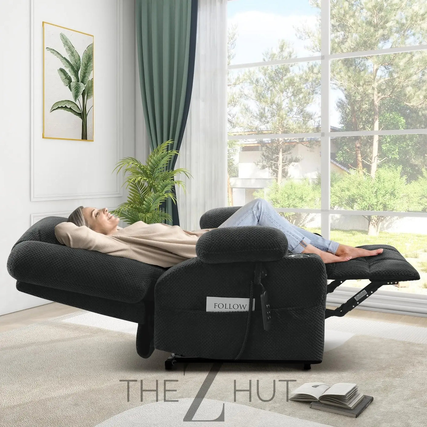 Electric Power Large Lift Recliner Chair Sofa with Massage and Heat for Elderly, Oversized Lay Flat Dual Motor Infinite Position Recliner Chair, Side Pockets, Cup Holders, USB Ports (Brown) THE Z HUT