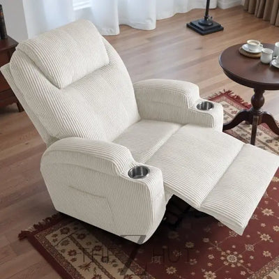 Electric Power Lift Recliner Chair with Massage for Elderly Corduroy Fabric Recliner Single Sofa with Cup Holders, Side Pockets and Remote Control for Living Room Bedroom (Green) THE Z HUT