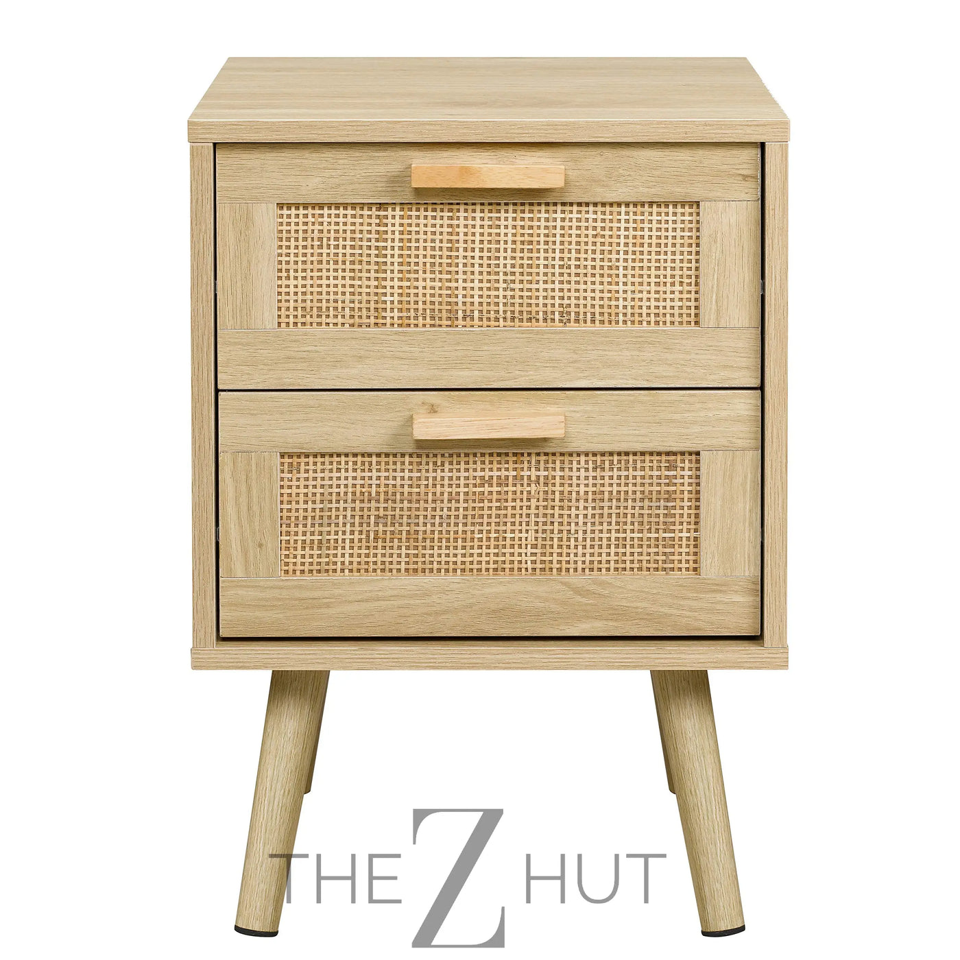 Finnhomy Nightstand, End Table, Side Table with 2 Hand Made Rattan Decorated Drawers, Nightstands Set of 2, Wood Accent Table with Storage for Bedroom, Natural, 2 Pack THE Z HUT
